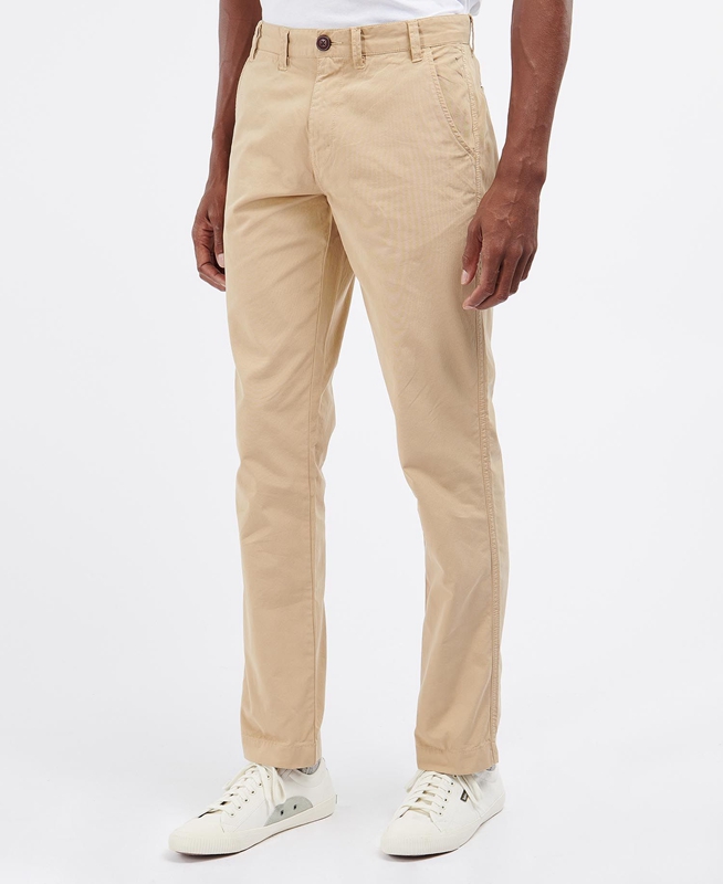 Beige Barbour Glendale Chino Men's Pants | DPWZ-17062