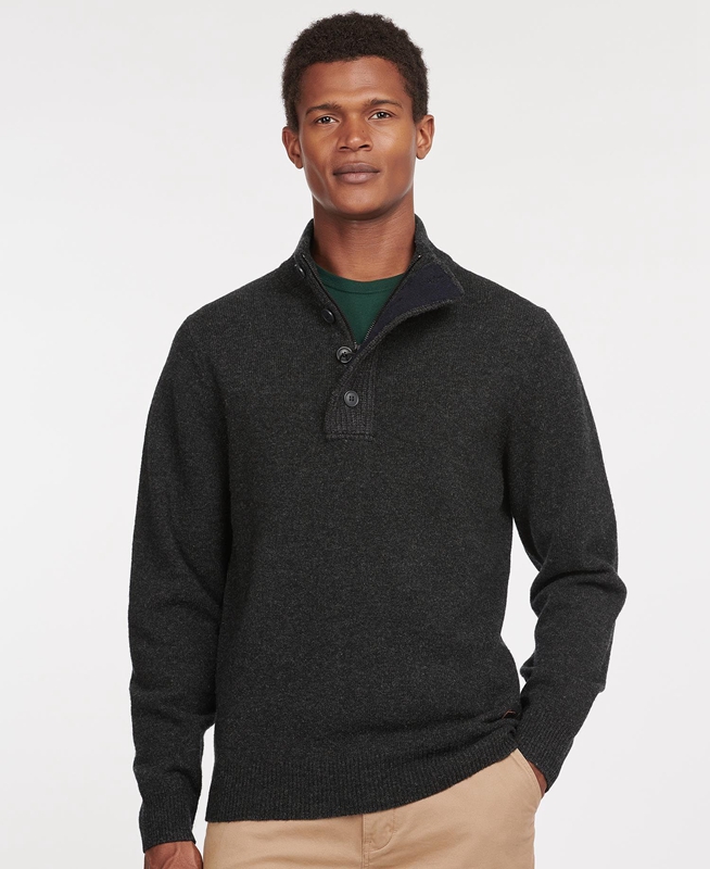 Black Barbour Essential Patch Half Zip Men's Sweaters | NBMV-18324