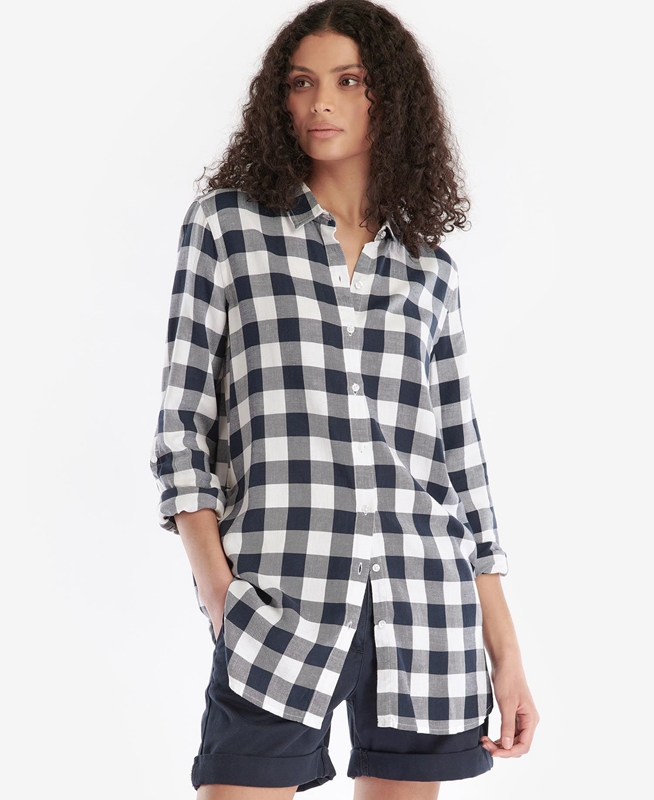 Black / Grey Barbour Baymouth Women's Shirts | VPDT-70642