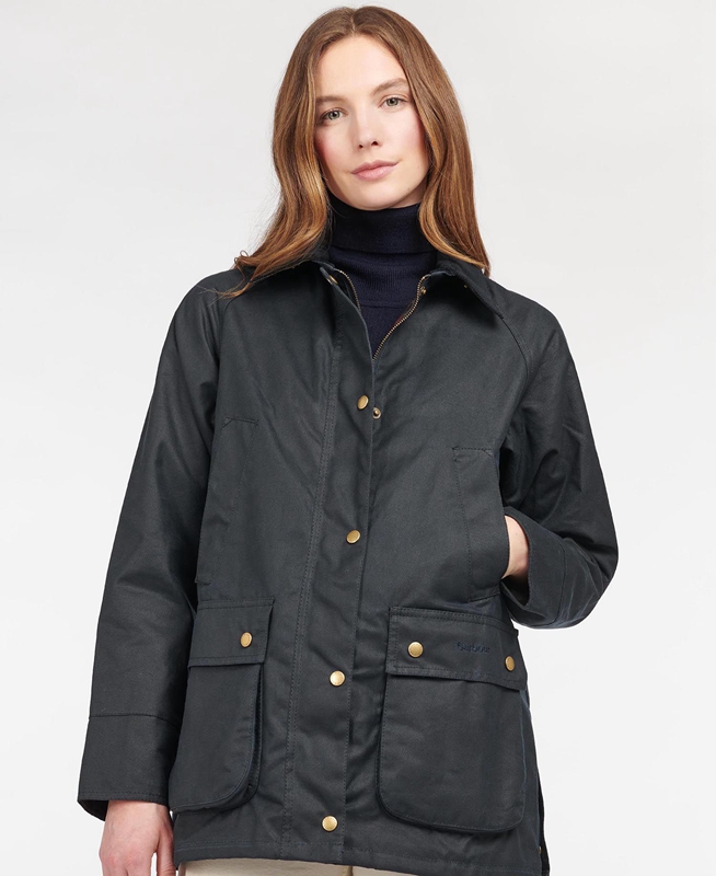 Blue Barbour Acorn Waxed Cotton Women's Waxed Jackets | NACZ-38416