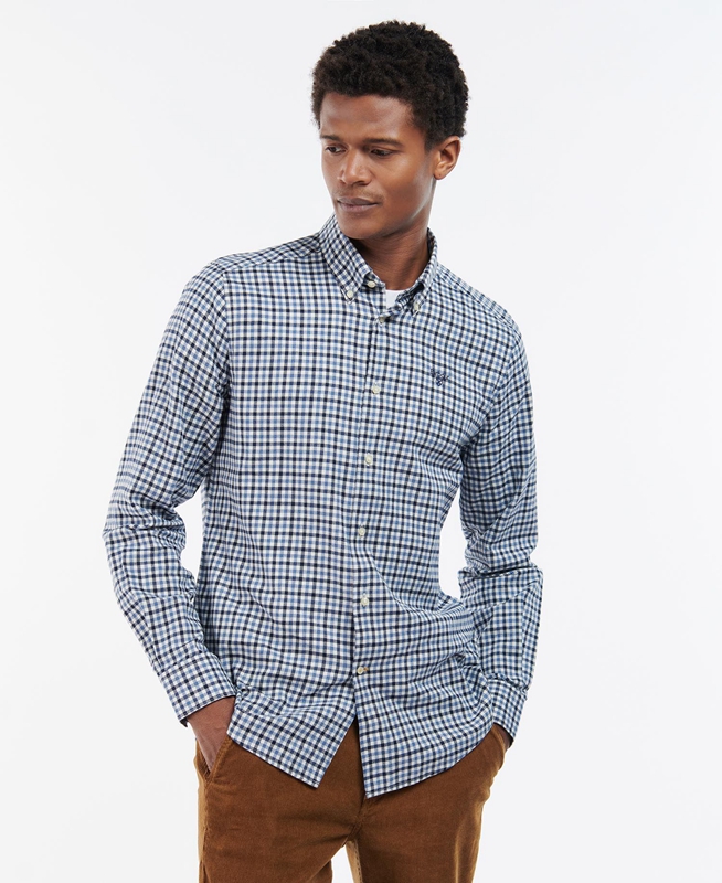 Blue Barbour Finkle Tailored Men's Shirts | BKVI-52396