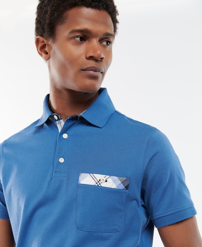 Blue Barbour Lirst Men's Polo shirts | WUPK-35692