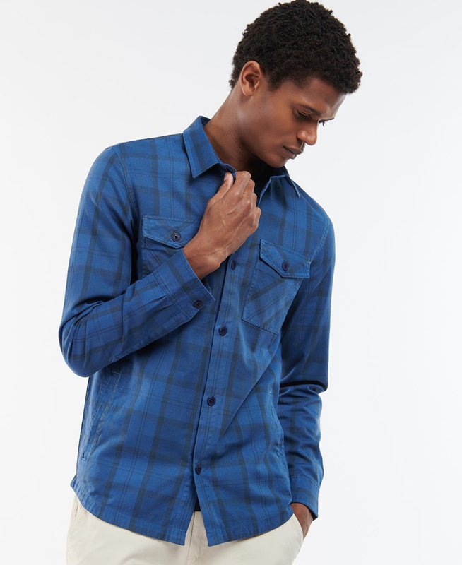 Blue Barbour Overdyed Cannich Overshirt Men's Shirts | XTPO-09568