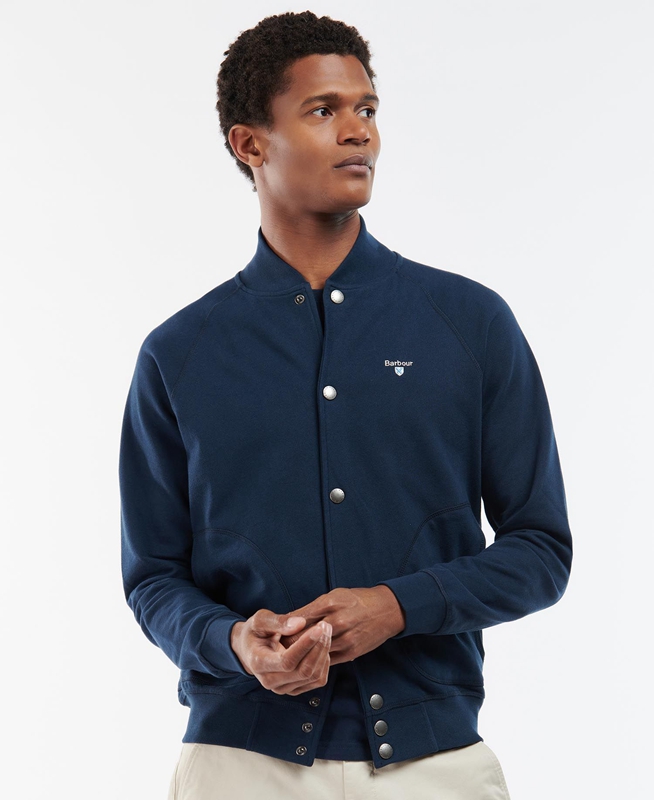 Blue Barbour Whitewell Button Thru Men's Sweatshirts | DSQL-25143