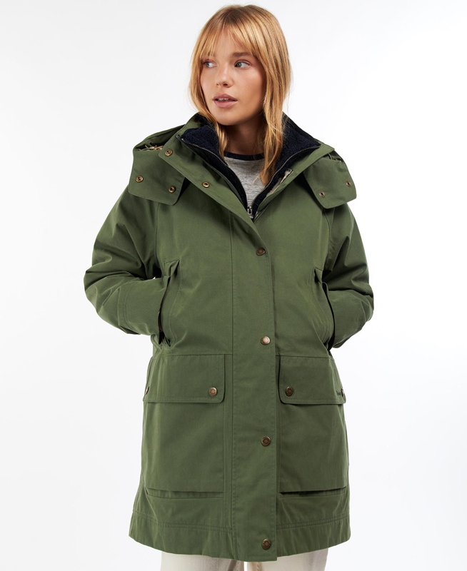 Green Barbour Clary Women's Waterproof Jackets | ZESI-69830