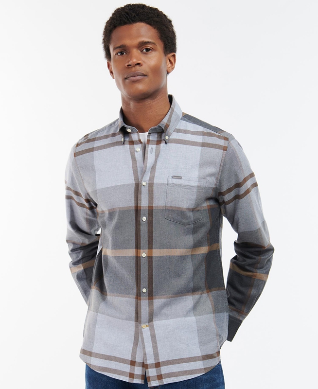 Grey Barbour Dunoon Taillored Men's Shirts | LMPK-39265