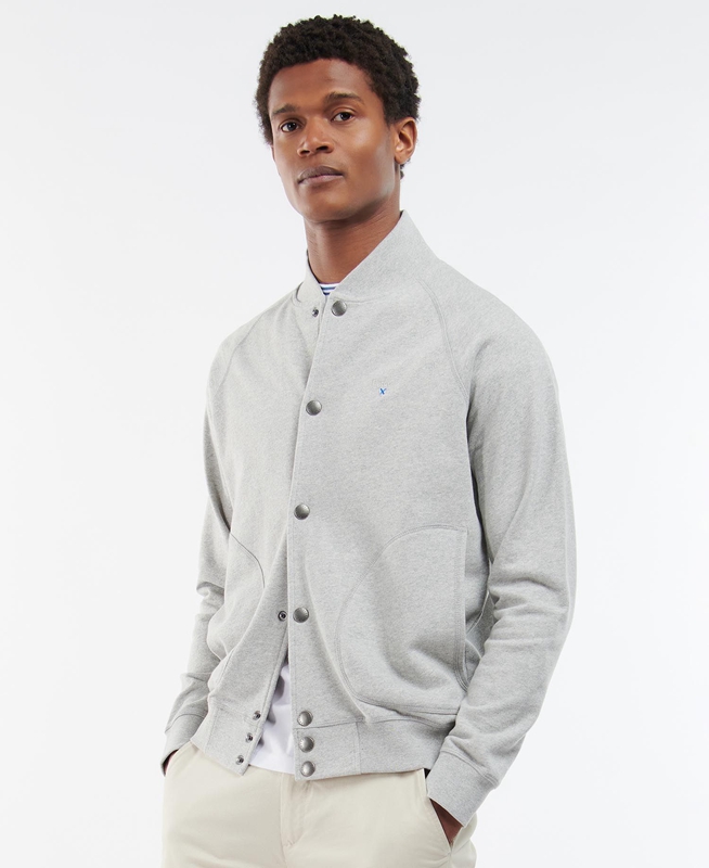 Grey Barbour Whitewell Button Thru Men's Sweatshirts | KBTC-51283