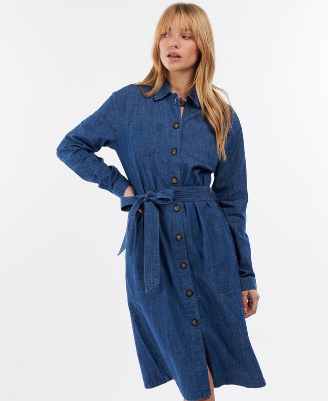 Navy Barbour Barmouth Women's Dress | UZAS-78324