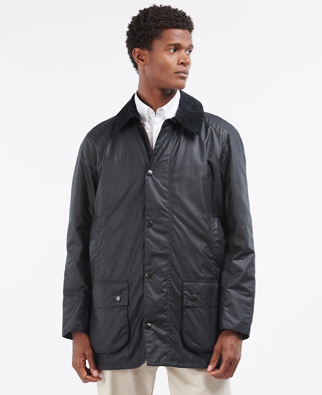 Navy Barbour Beausby Men's Waxed Jackets | MJZN-40129