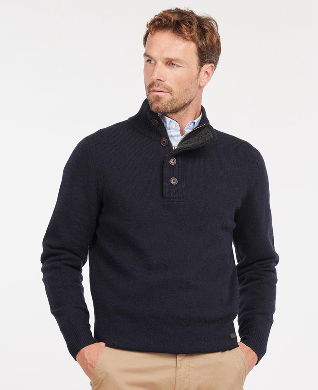 Navy Barbour Essential Patch Half Zip Men's Sweaters | XYWZ-37928