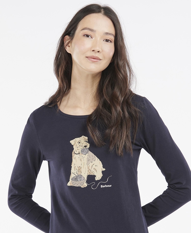 Navy Barbour Fairsfield Long Sleeve Women's T Shirts | SDIT-75241