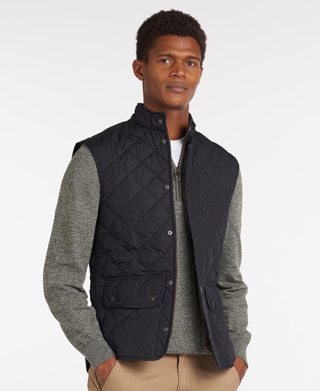 Navy Barbour Lowerdale Men's Vest | IKHT-10234