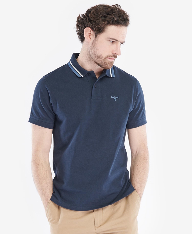 Navy Barbour Otterburn Men's Polo shirts | PMYU-28390