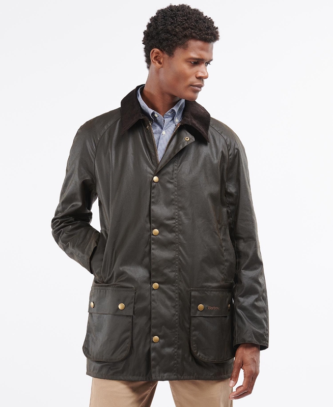 Olive Barbour Beausby Men's Waxed Jackets | KOEU-36028