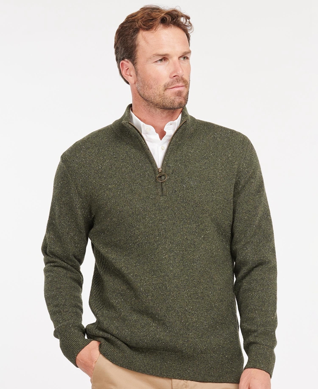 Olive Barbour Essential Tisbury Half Zip Men's Sweaters | AEJK-18579