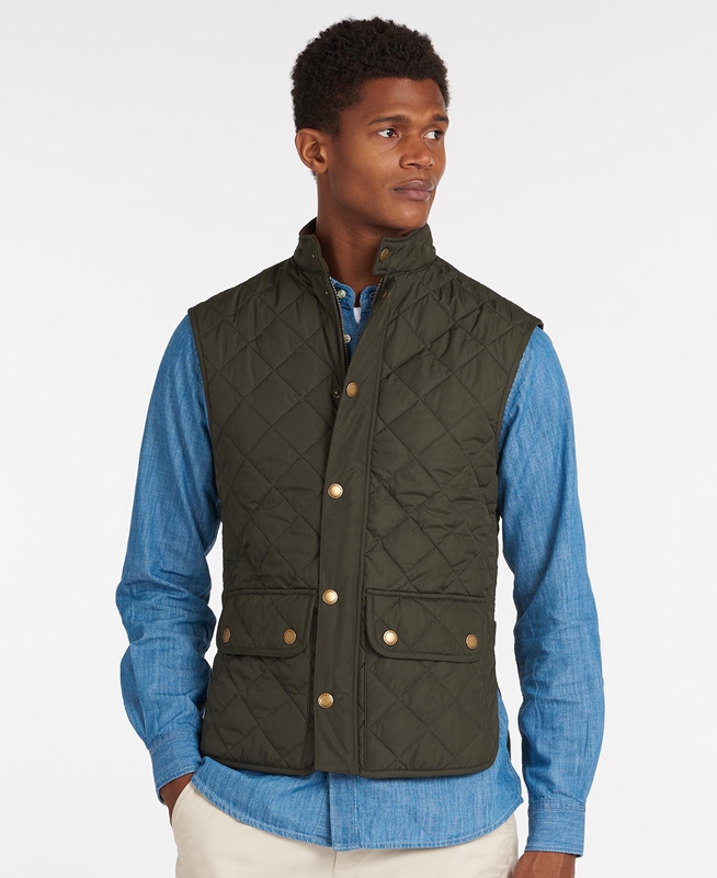 Olive Barbour Lowerdale Men's Vest | WYNM-85246