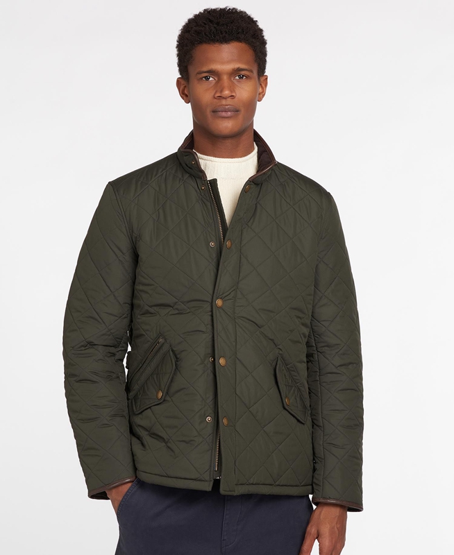 Olive Barbour Powell Men's Quilted Jackets | MXIS-96350