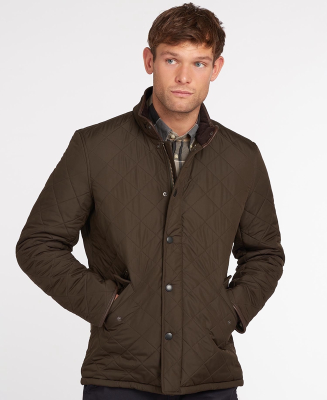 Olive Barbour Powell Men's Quilted Jackets | WNKA-61590