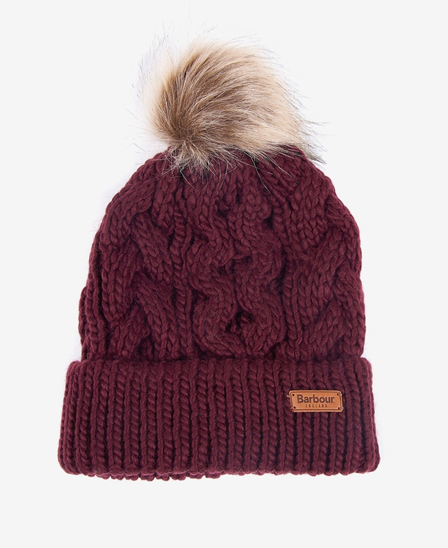 Purple Barbour Beanie Penshaw Cable Women's Hats | ZCSF-14785