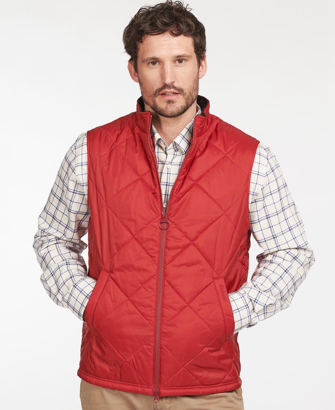 Red Barbour Finn Men's Vest | SBGA-37069