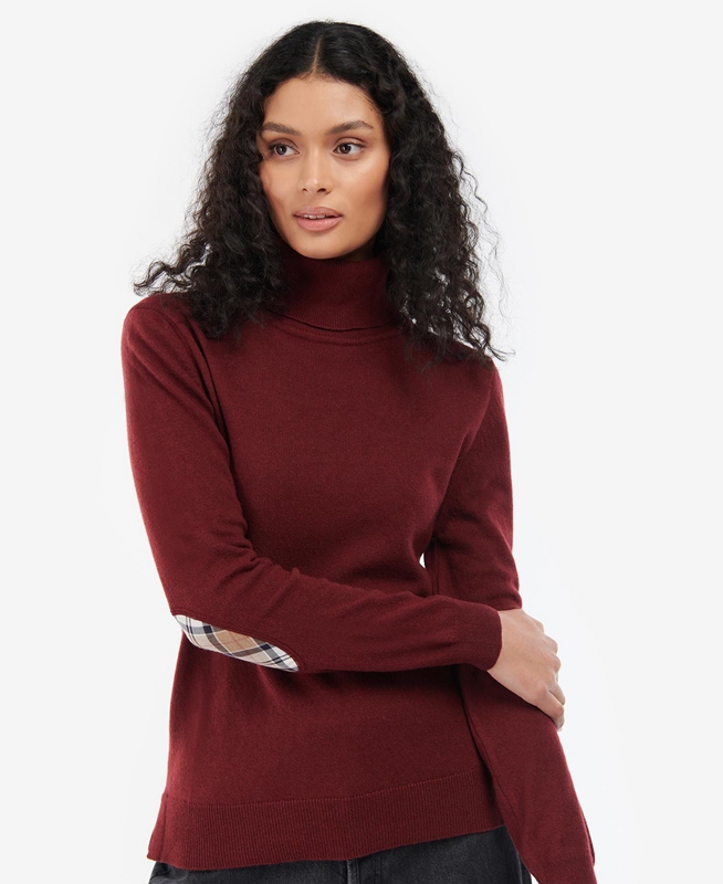 Red Barbour Pendle Roll-Neck Women's Sweaters | BAYR-09186