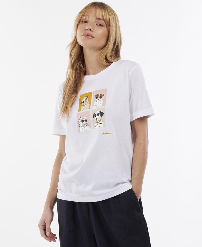 White Barbour Hopewell Women's T Shirts | NYVM-03187