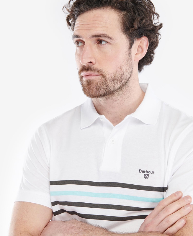 White Barbour Silsden Men's Polo shirts | LDZQ-34817