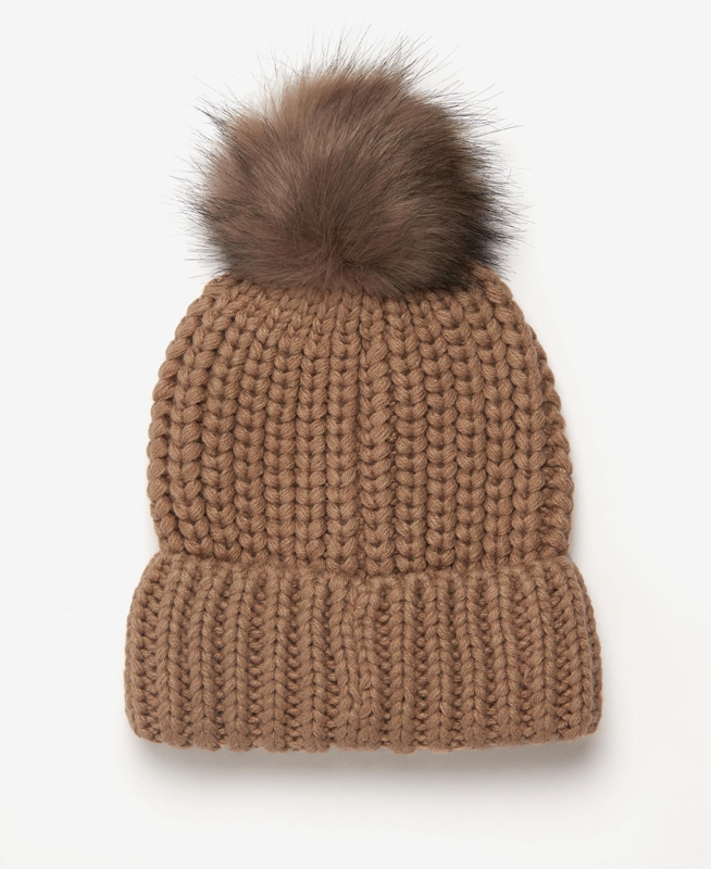 Beige Barbour Beanie Saltburn Women's Hats | DZEN-92471