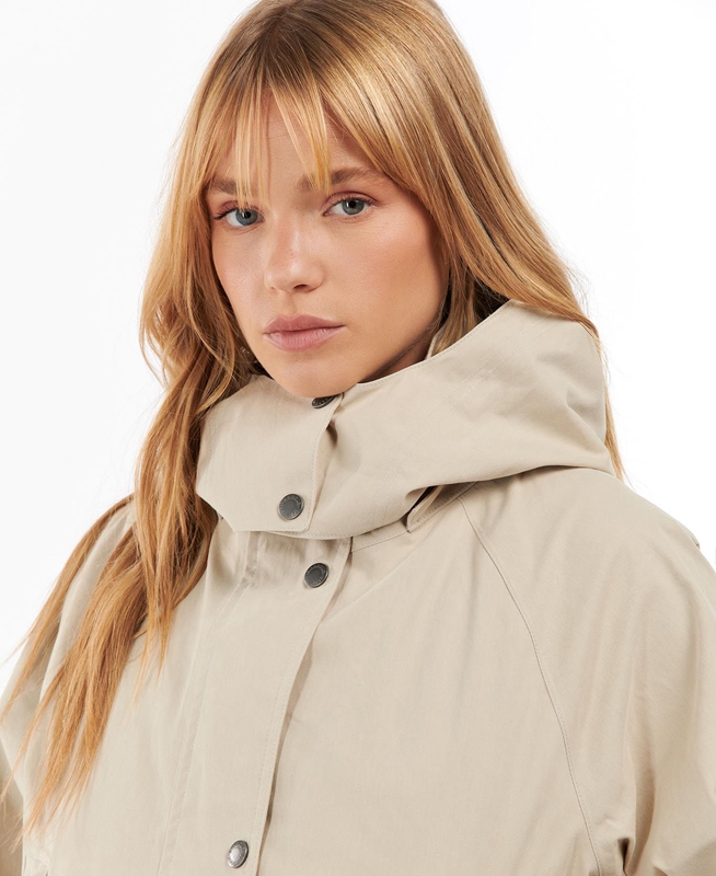 Beige Barbour Clary Women's Waterproof Jackets | BXFJ-52798