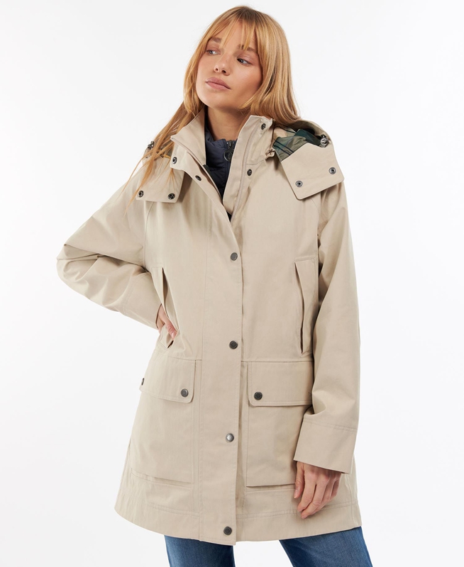 Beige Barbour Clary Women\'s Waterproof Jackets | BXFJ-52798