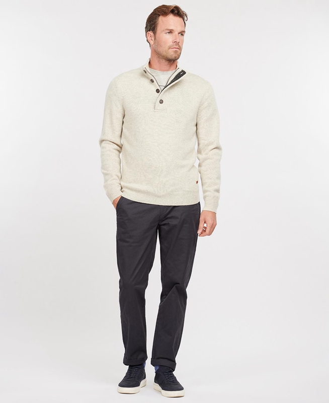 Beige Barbour Essential Patch Half Zip Men's Sweaters | UEHQ-26394