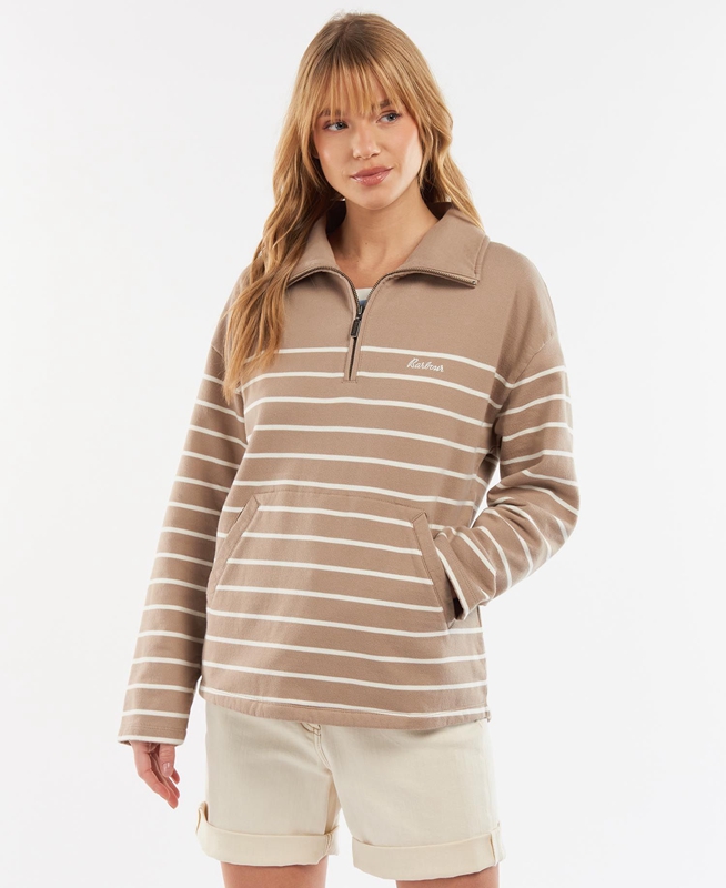 Beige Barbour Explorer Ember Women\'s Sweatshirts | MDQR-71249