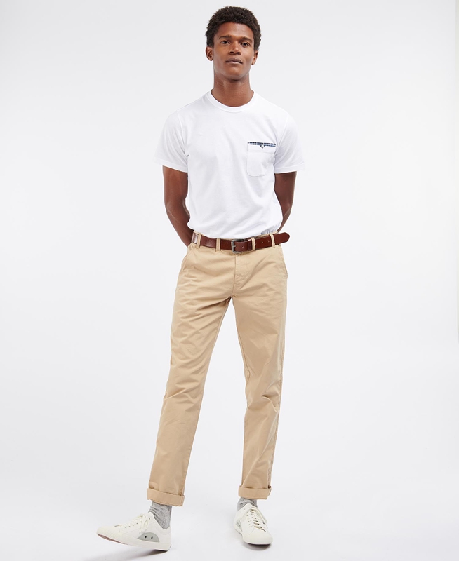 Beige Barbour Glendale Chino Men's Pants | DPWZ-17062