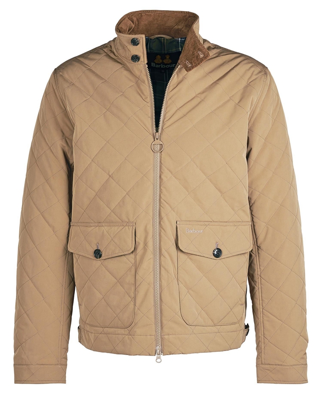 Beige Barbour Hitchen Men's Quilted Jackets | ZDJY-02598