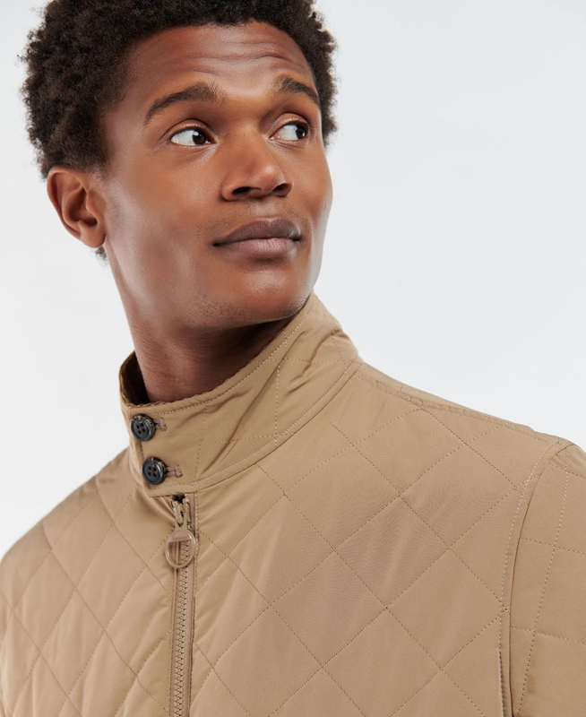 Beige Barbour Hitchen Men's Quilted Jackets | ZDJY-02598