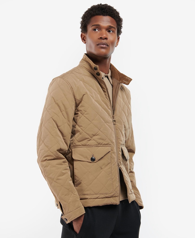 Beige Barbour Hitchen Men\'s Quilted Jackets | ZDJY-02598