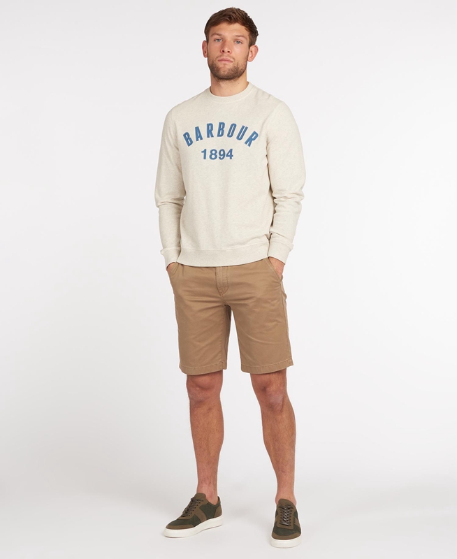 Beige Barbour John Crew Neck Men's Sweatshirts | RGVU-42517