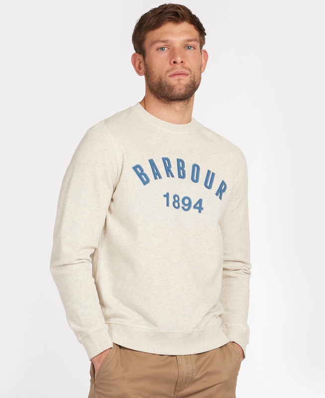 Beige Barbour John Crew Neck Men\'s Sweatshirts | RGVU-42517