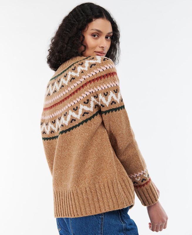 Beige Barbour Langford Knit Women's Sweaters | RZNQ-74139