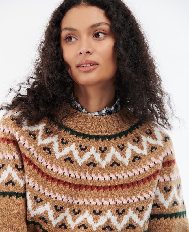 Beige Barbour Langford Knit Women's Sweaters | RZNQ-74139