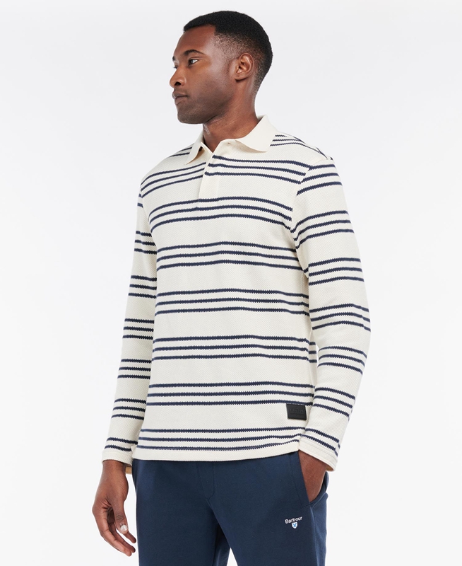 Beige Barbour Rake Striped Men\'s Sweatshirts | ZDTB-05329