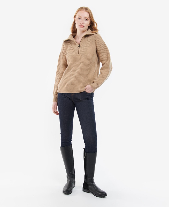 Beige Barbour Stavia Knit Women's Sweaters | LGTO-68730