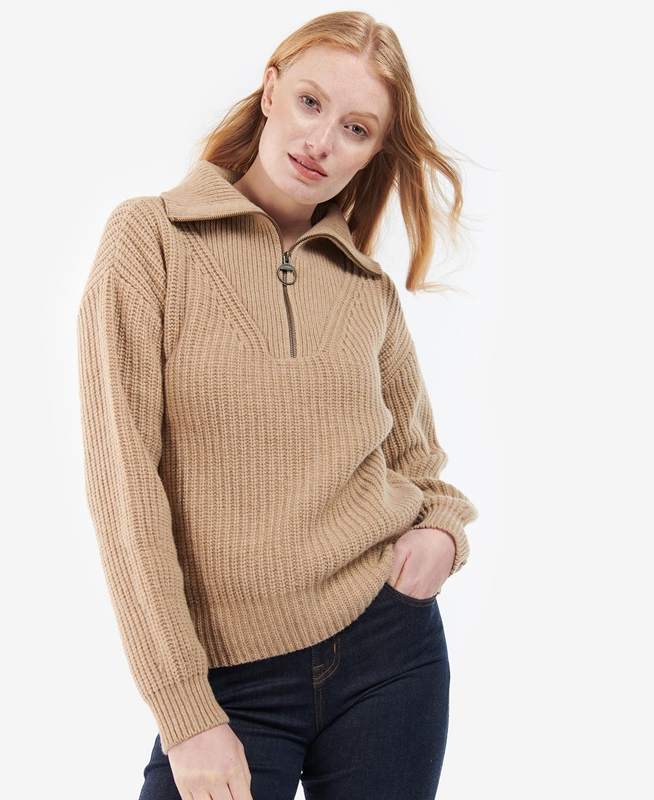 Beige Barbour Stavia Knit Women\'s Sweaters | LGTO-68730