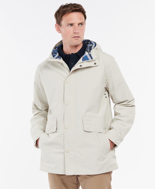 Beige Barbour Summer City Parka Men\'s Waterproof Jackets | JRYB-01925