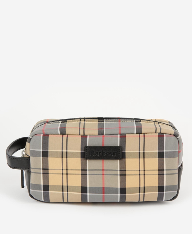 Beige Barbour Wetherham Tartan Washbag Men\'s Bags | JCOP-02975