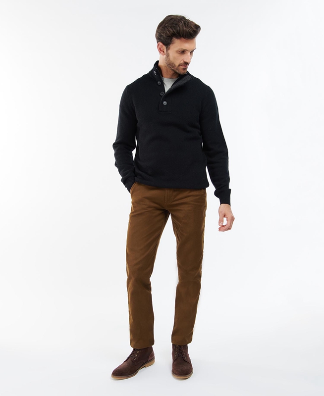 Black Barbour Essential Elbow Patch Men's Sweaters | TBYP-78391