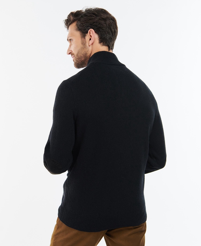 Black Barbour Essential Elbow Patch Men's Sweaters | TBYP-78391