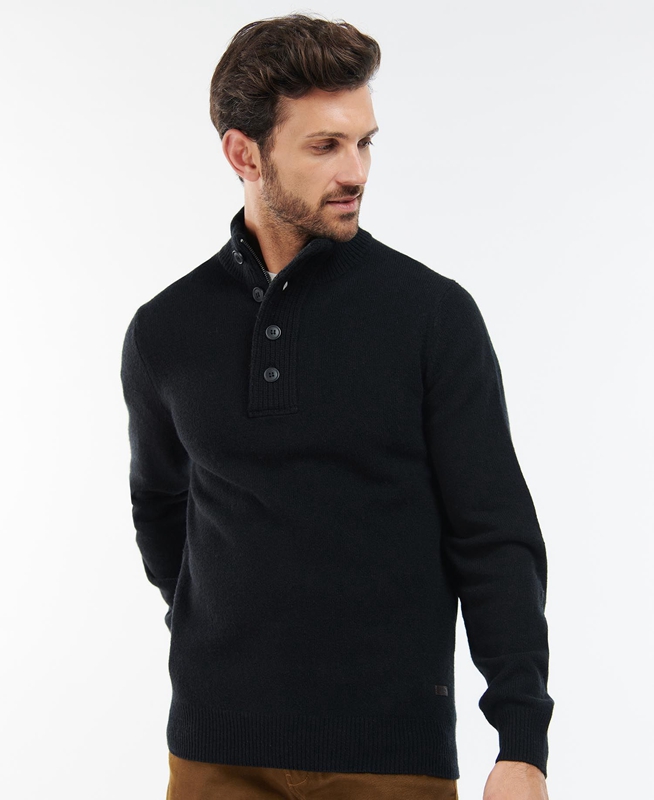 Black Barbour Essential Elbow Patch Men's Sweaters | TBYP-78391