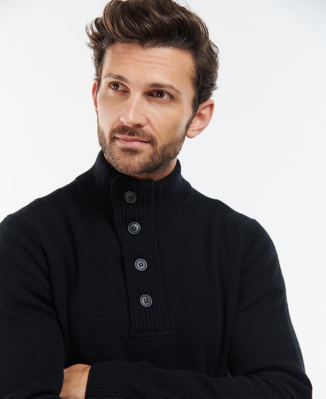 Black Barbour Essential Elbow Patch Men's Sweaters | TBYP-78391