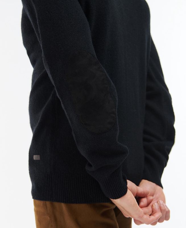 Black Barbour Essential Elbow Patch Men's Sweaters | TBYP-78391